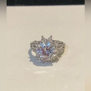 Moissanite Floral Cocktail Ring - Set in Silver Women Jewelry